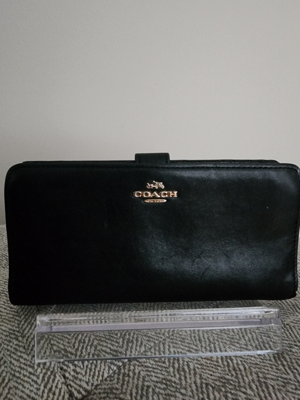 Coach Black Leather Continental Wallet REHAB Wallet